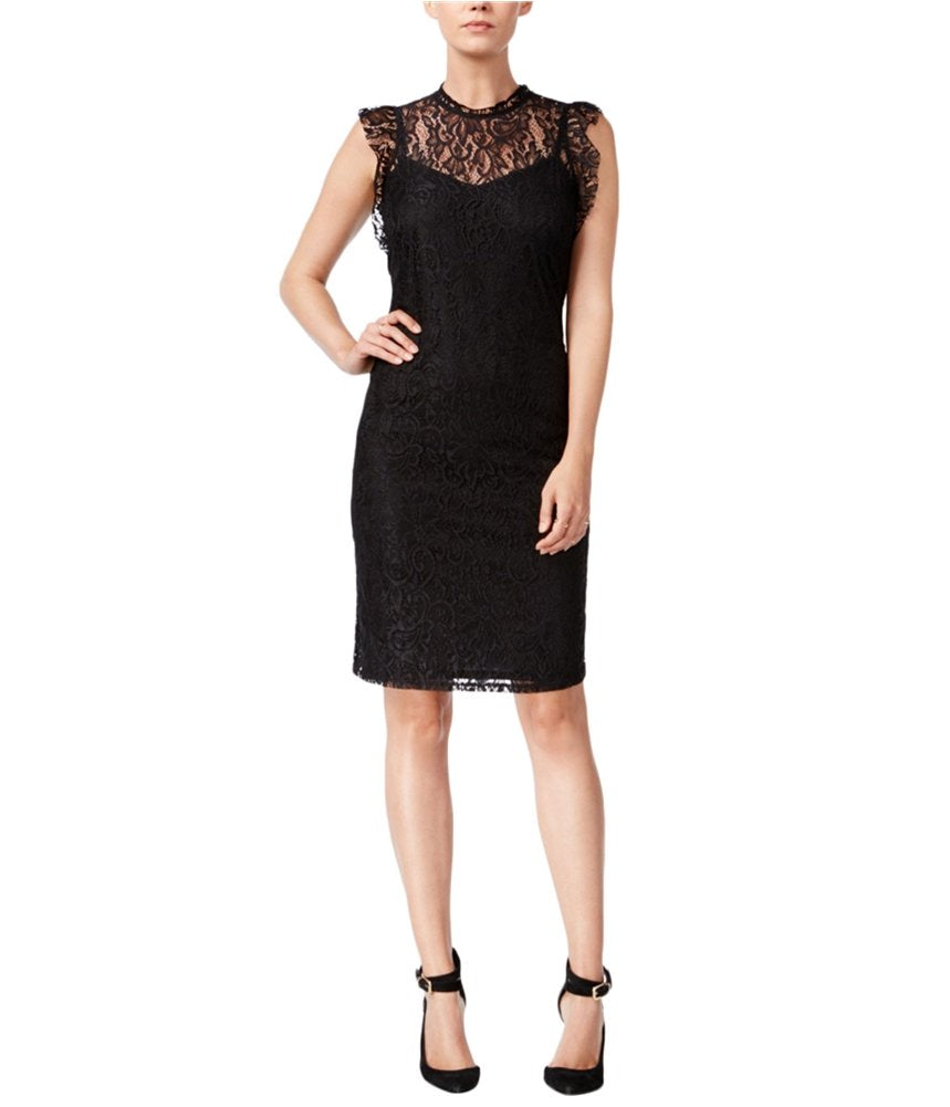 bar III Womens Lace Sheath Dress, Black, Small