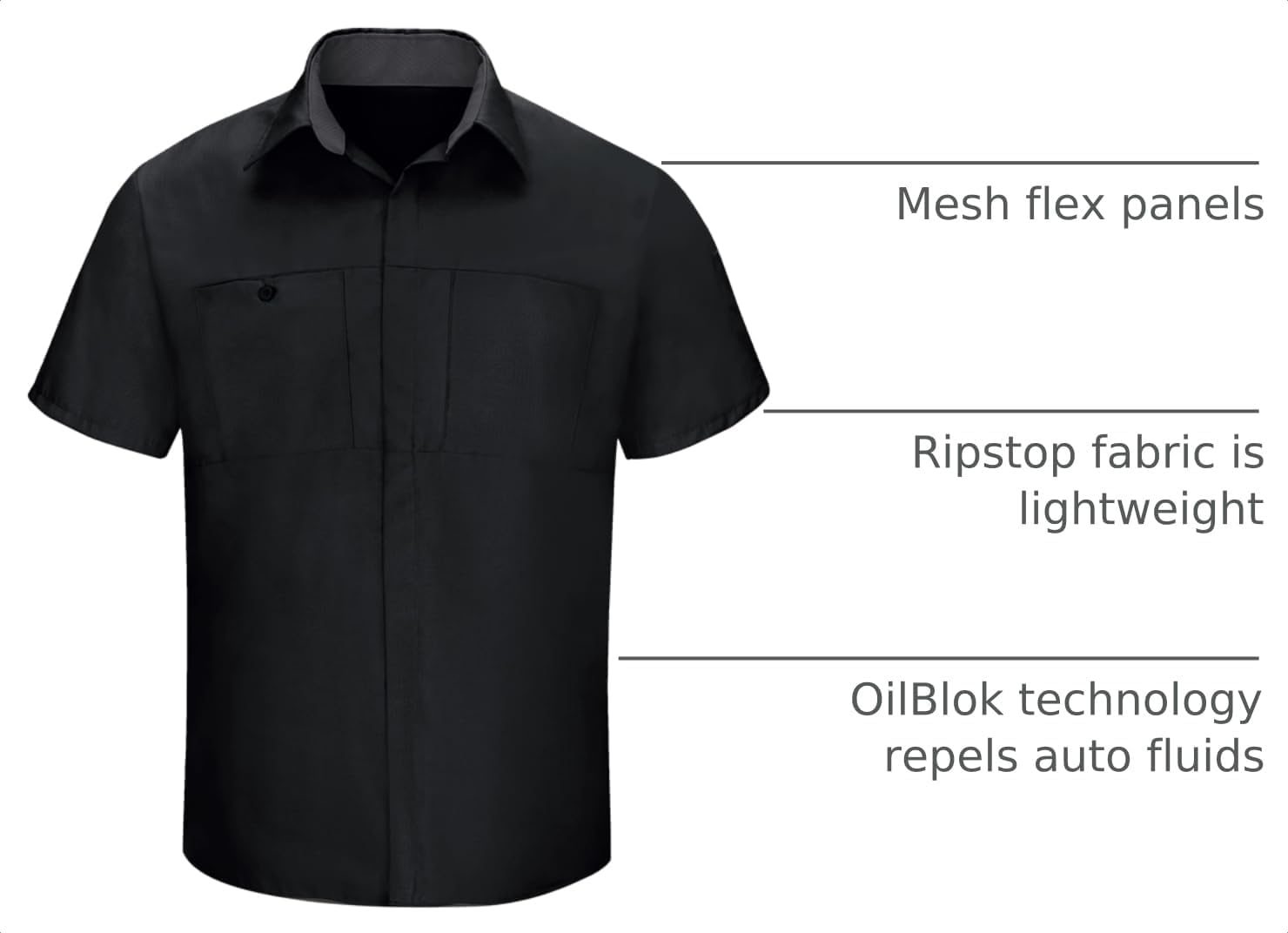 Red Kap Mens Short Sleeve Performance Plus Shop Shirt with Oilblok TechnologyShirt