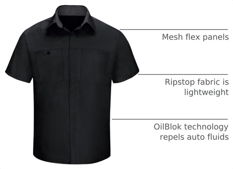 Red Kap Mens Short Sleeve Performance Plus Shop Shirt with Oilblok TechnologyShirt