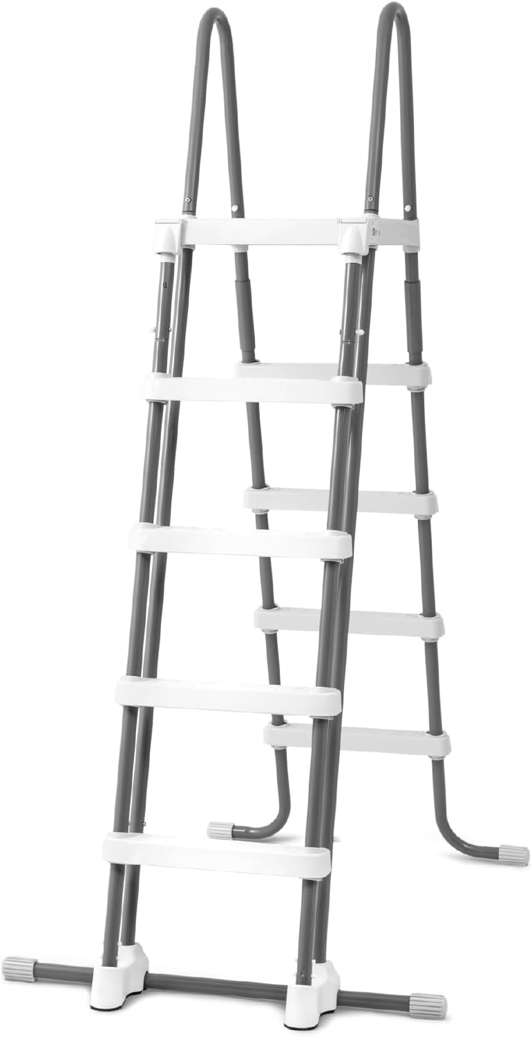 Intex 28077E Heavy Duty Deluxe Pool Ladder with Removable Steps for 52 Inch Depth Above Ground Pools