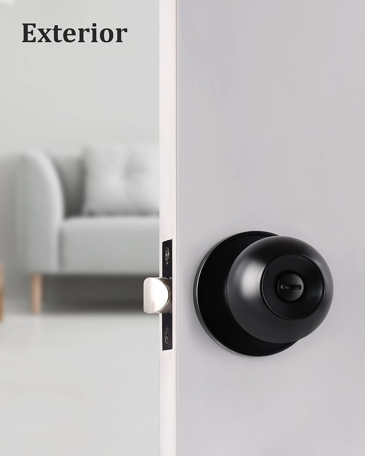 Lanwandeng (3Pack) Matte Black Privacy Door Knobs with Lock for Bedroom/Bathroom, Keyless Interior Door Locksets