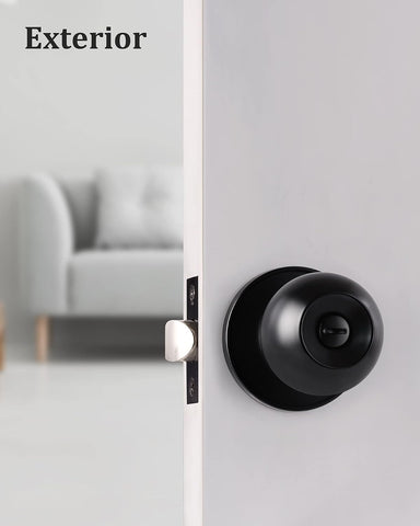 Lanwandeng (3Pack) Matte Black Privacy Door Knobs with Lock for Bedroom/Bathroom, Keyless Interior Door Locksets