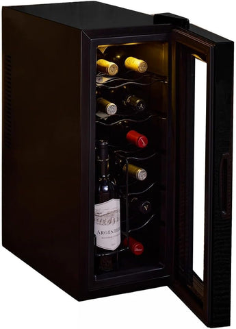 Wine Enthusiast 12-Bottle Slimline Wine Cooler - Energy Efficient Freestanding Wine Refrigerator - Upright Bottle Storage, Adjustable Thermostat, Digital Touchscreen (20.3” x 10.4" x 25.4”)
