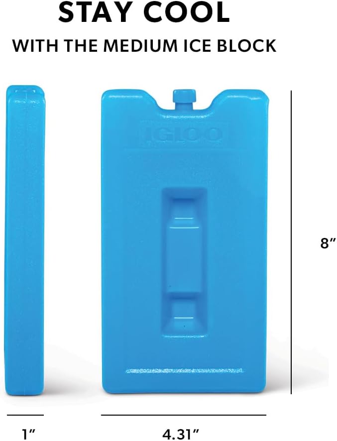 Igloo Medium Maxcold 2 Pack Ice Block, Reusable Ice Packs for Coolers, Freezer Pack, Cold Packs for Coolers, Long Lasting Ice Blocks