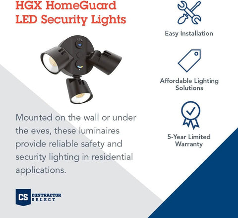 Lithonia Lighting HomeGuard 3-Light LED Outdoor Flood Lights, Dusk to Dawn