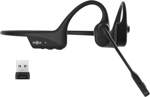 SHOKZ OpenComm2 UC Open-Ear Headset, USB-A Dongle, Noise-Canceling Mic