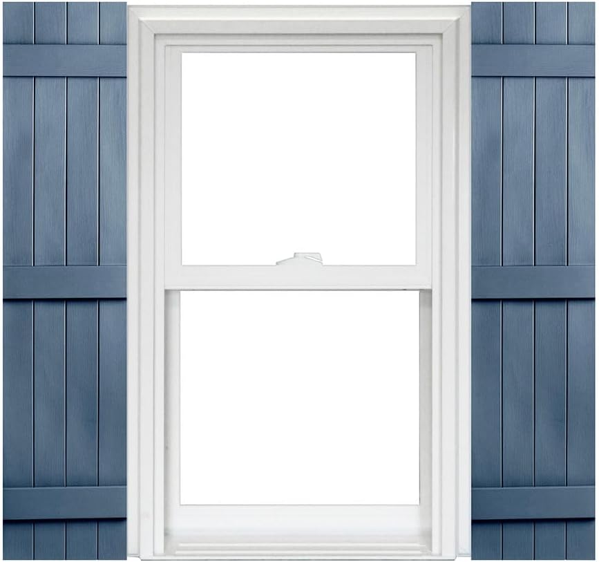 Polaris Homeside 4 Board and Batten Joined Vinyl Shutters (1 Pair) 14-1/2in. x 55in. - 610 Indigo Blue