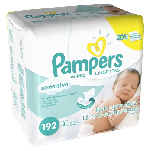 Pampers Sensitive 3x Refill Wipes - 192 per pack - 4 packs per case.