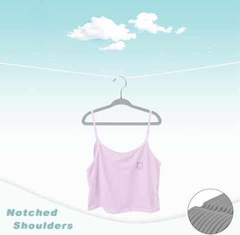 BAGAIL 50 Pack Kids Velvet Hangers 14 Inches Children's Clothes Hangers Non-Slip Baby Hangers for Infant/Toddler (Grey)