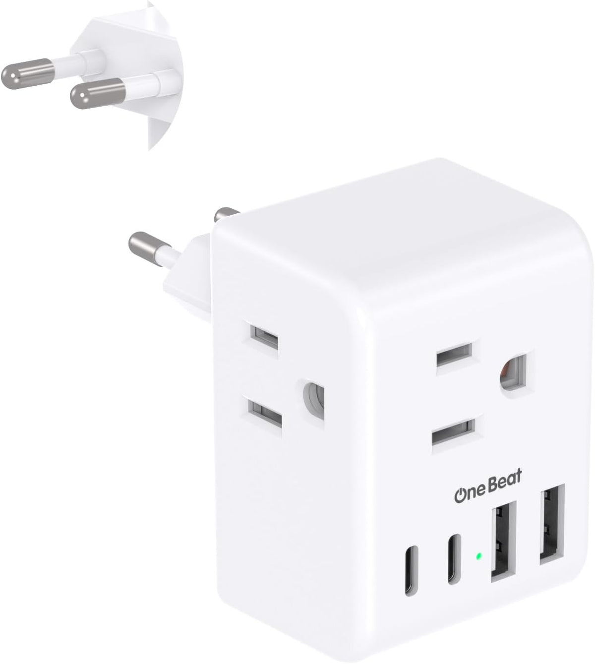 European Travel Plug Adapter with 3 Outlets 4 USB Charging Ports(2 USB C)