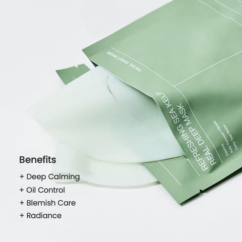 BIODANCE Refreshing Sea kelp Real Deep Mask, Overnight Hydrogel Mask, Calming, Oil & Sebum Control, Blemish Care 1.19oz(34g) x 4ea