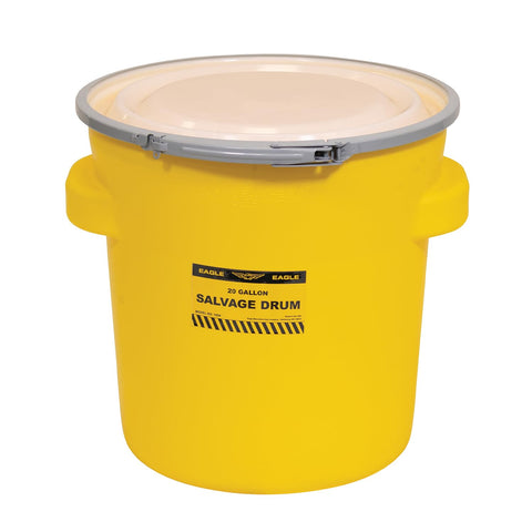 Eagle Plastic Drum, 20 Gallon Drum, DOT Compliant, Made in USA, Yellow
