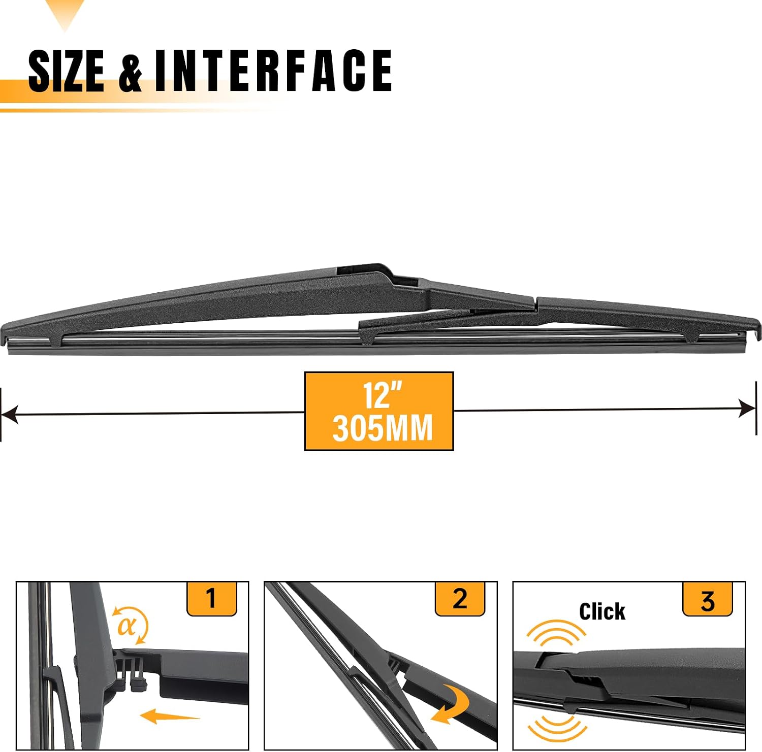 AUTOBOO 12" Rear Wiper Blade Replacement for Toyota RAV4 Highlander Sienna