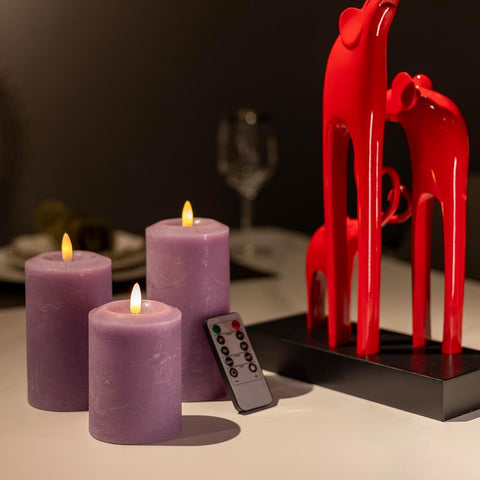 ANGELLOONG Purple Flameless Candles for Halloween Decoration Lavender Decor