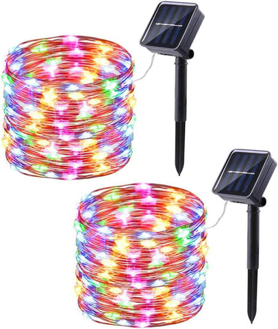 Lomotech Solar Fairy Lights Outdoor, 2 Pack Total 66ft 200 LED,Multicolor