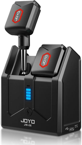 JOYO 5.8GHz Wireless Guitar System Transmitter and Receiver with Charging Case, 18H Battery life, 48kHz/24Bit, Low Latency, 4 Channels, Plug & Play for Electric Guitar & Bass (JW-06)