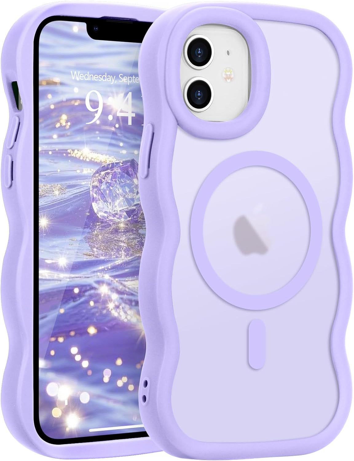 Pepmune for iPhone 12 Pro/12 Case Wavy Frame Translucent, Lavender