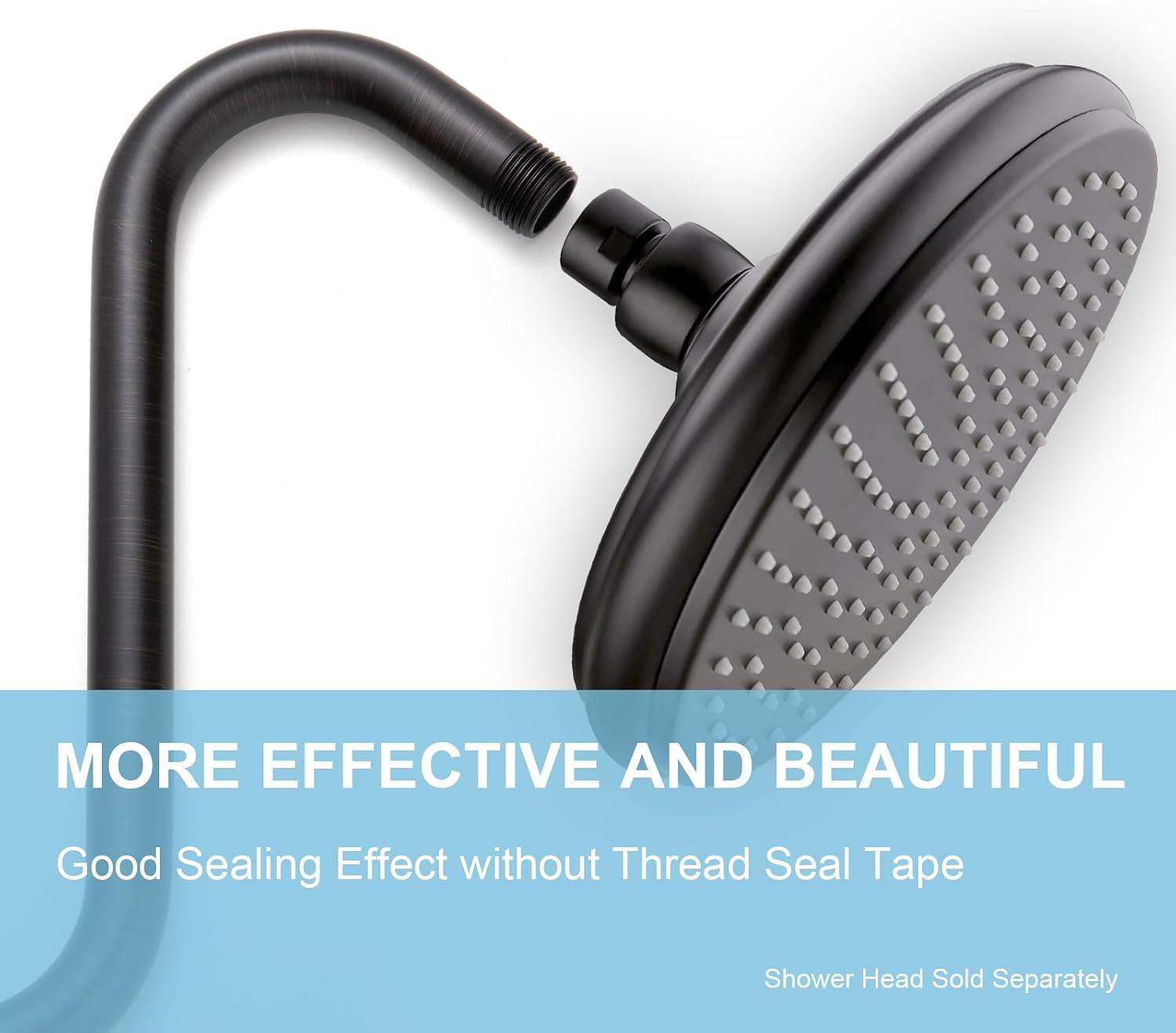 OFFO Shower Head Extension Arm 10 in, Oil Rubbed Bronze S Shaped Arm With Flange High Rise Goose Neck Shower Extension