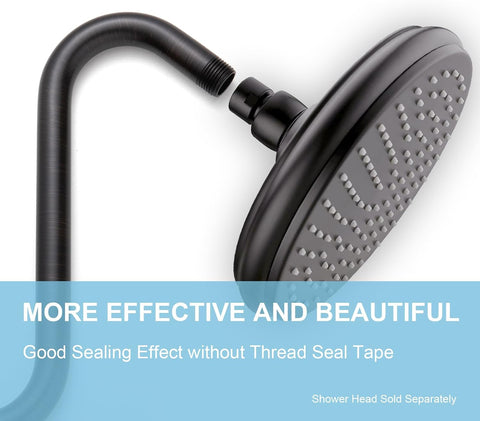 OFFO Shower Head Extension Arm 10 in, Oil Rubbed Bronze S Shaped Arm With Flange High Rise Goose Neck Shower Extension
