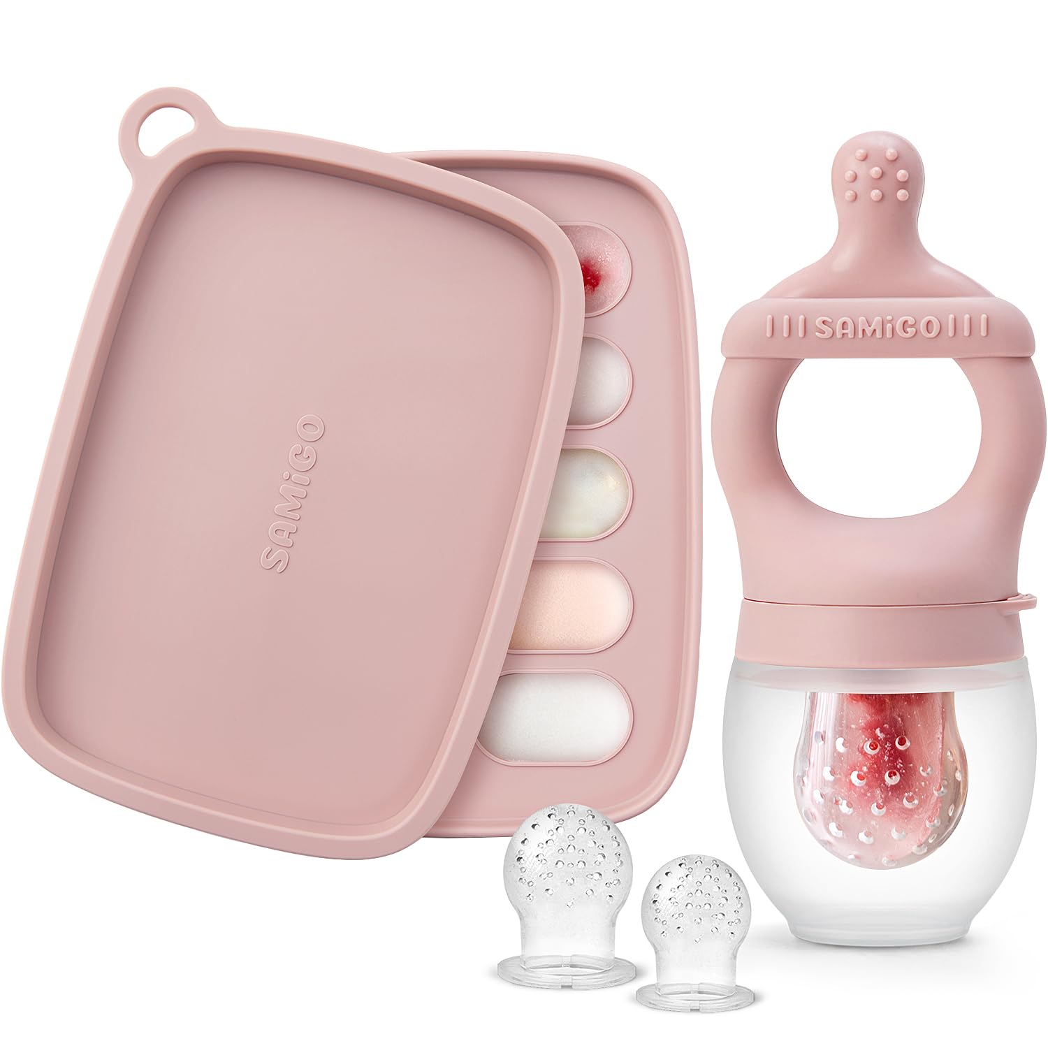 SAMiGO Baby Fruit Feeder Food Pacifier & Freezer Popsicle Mold for Teething