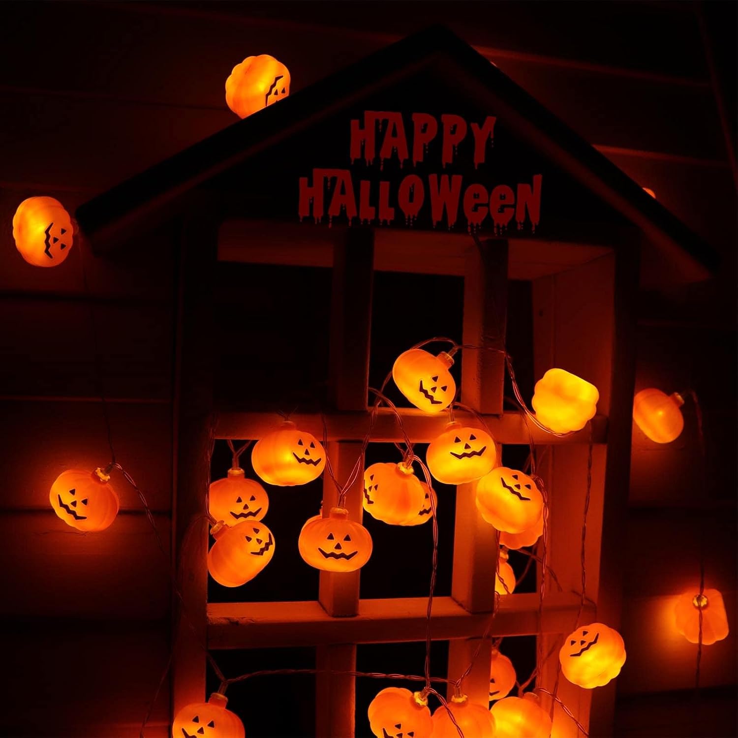 Runleo Halloween Decorations Pumpkin String Lights Battery Operated