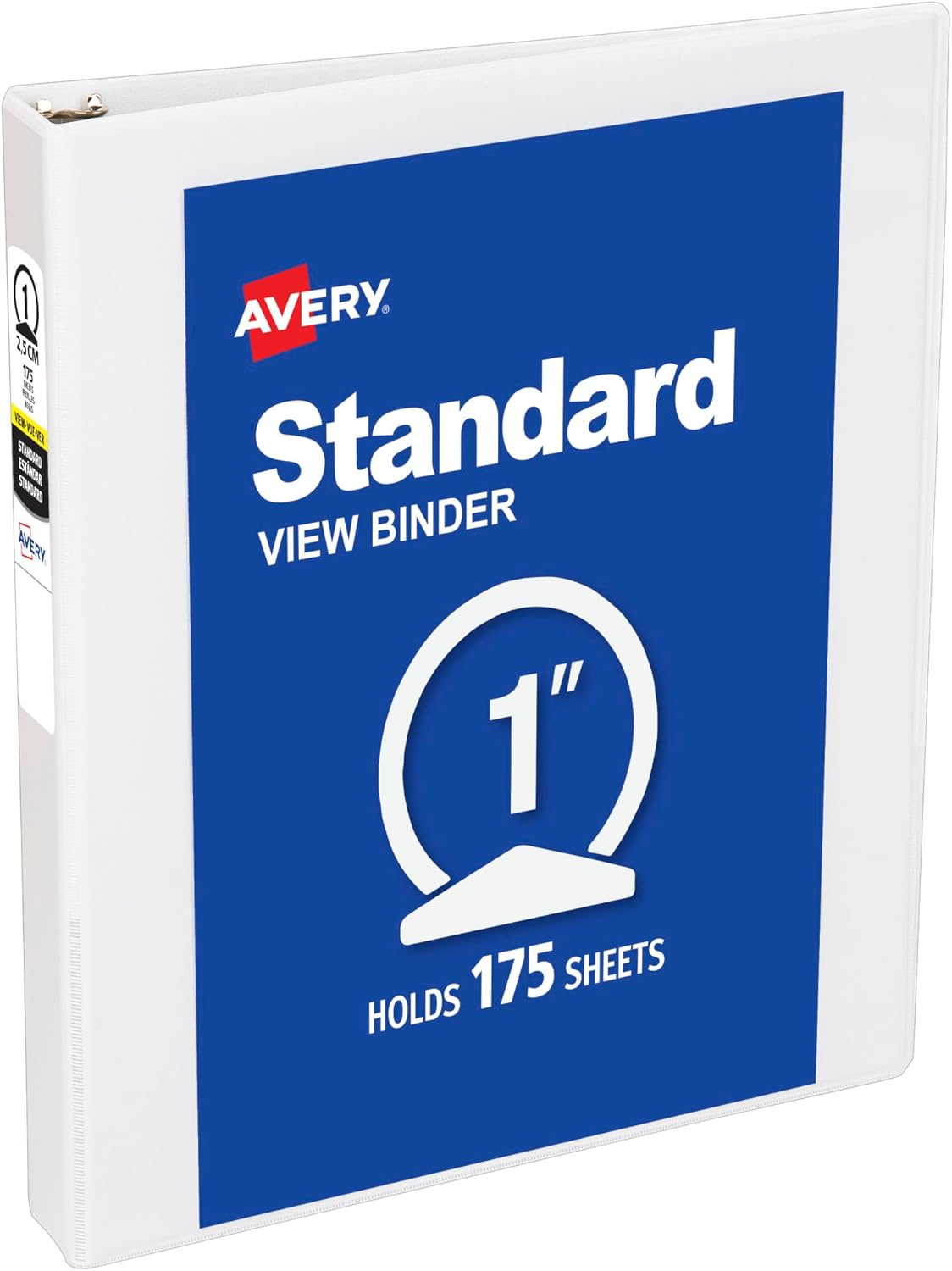 Avery Standard View 3 Ring Binder, 1" Round Rings, 1 White Binder