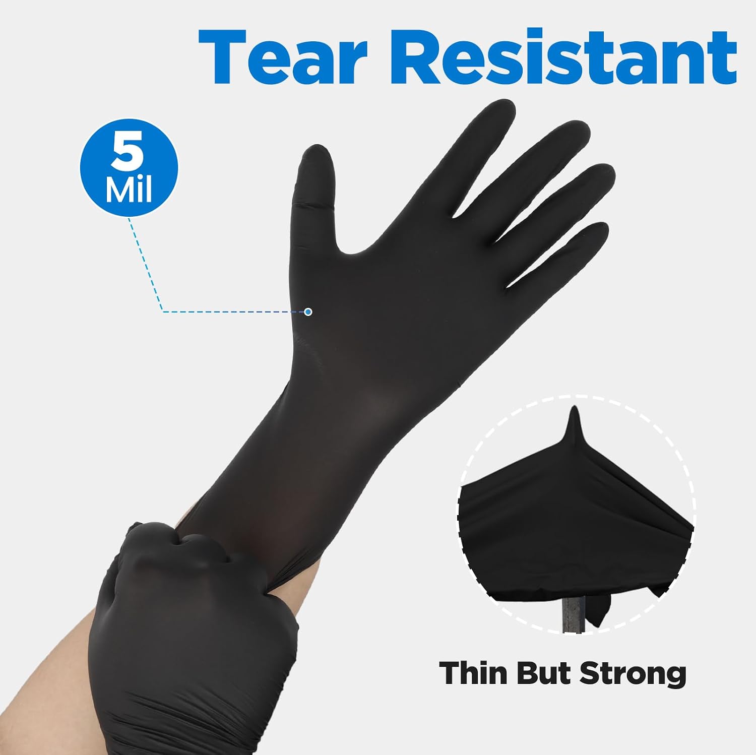 Food Grade 5 Mil Disposable Nitrile Gloves Large, 100Pcs