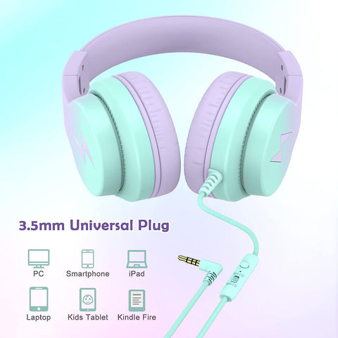 Candy Bila Wired Kids Headphones for School, Over-Ear for Boys Girls