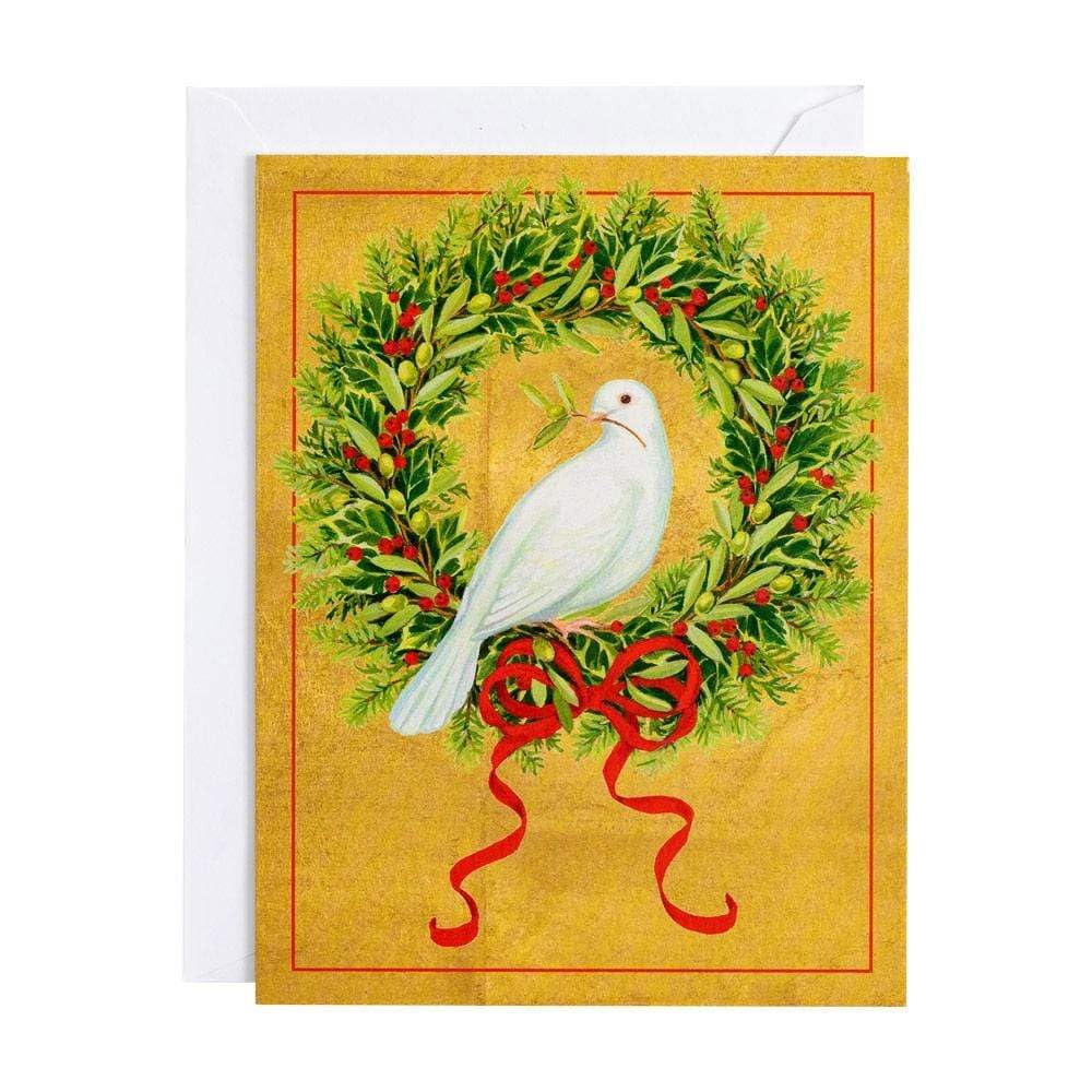 Caspari Dove with Wreath Boxed Christmas Cards - 16 Cards & 16 Envelopes