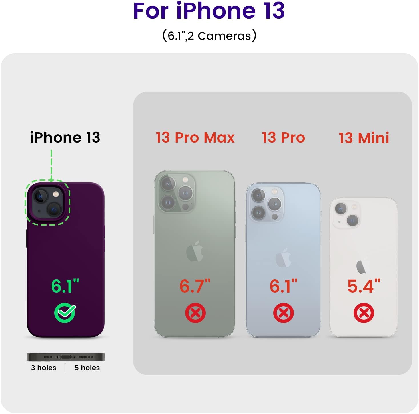 OTOFLY Designed for iPhone 13 Case, Silicone Shockproof Slim Thin Phone Case for iPhone 13 6.1 inch Purple