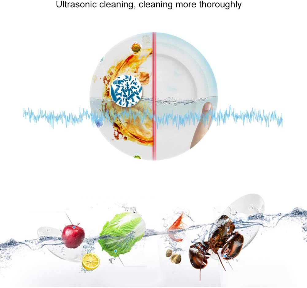 FTVOGUE Portable Ultrasonic Dishwasher, Compact USB Powered High Efficiency Cleaning Device for Kitchen Sink ABS Green 10W IP67 Mini Washer