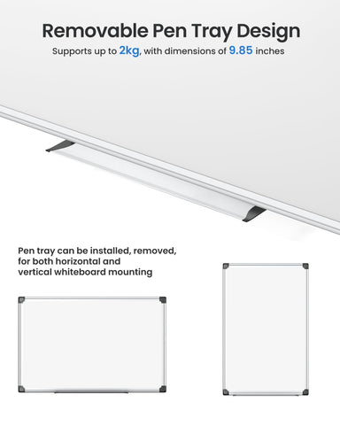VUSIGN Magnetic White Board Kit for Wall 36" x 24", 1 Dry Eraser & 2 Multicolor Markers & 4 Magnetic Pins, Sliver Reinforced Aluminum Frame for Home, School, Office