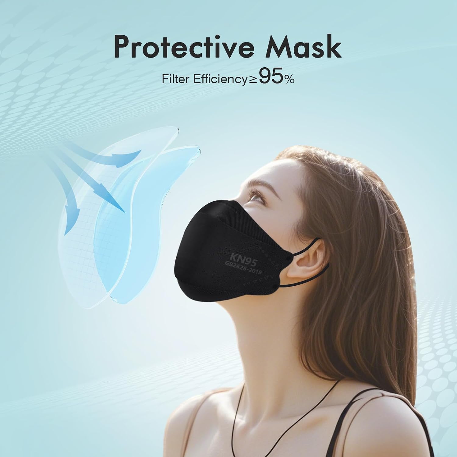 LEMENT KN95 Face Masks,50 PCS Breathable Black Dust Mask For Adult,Teenager