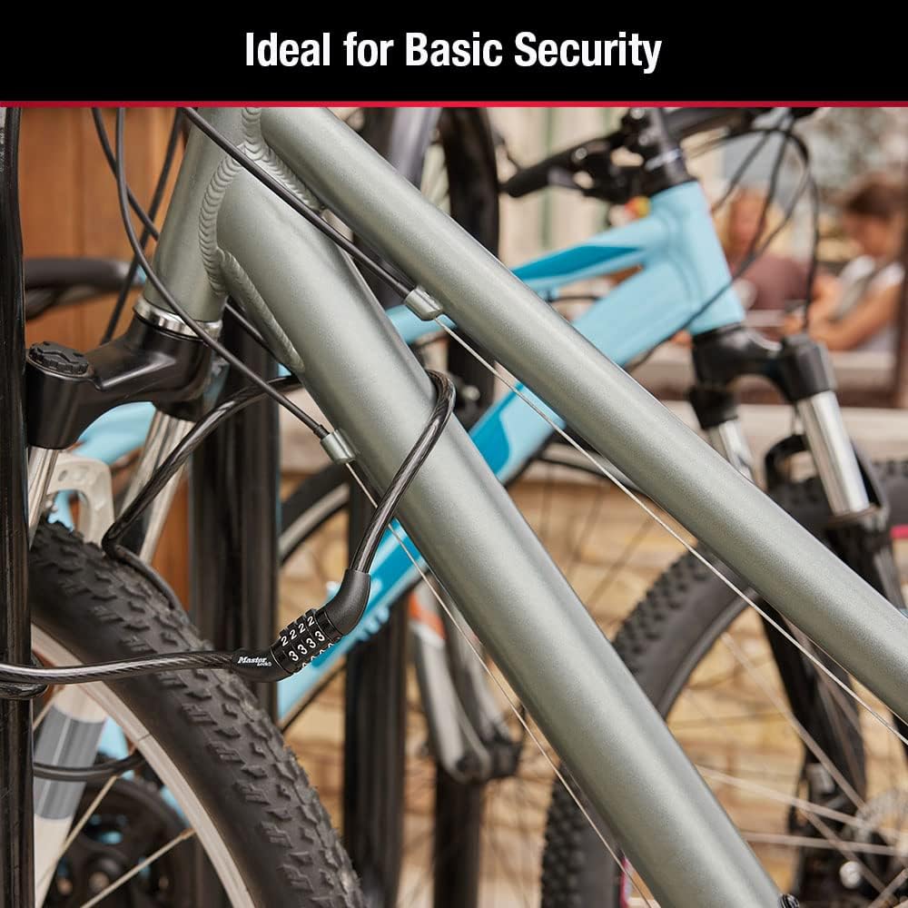 Master Lock Combination Cable Bike Lock 4-Foot Long Bicycle Lock, 8143D