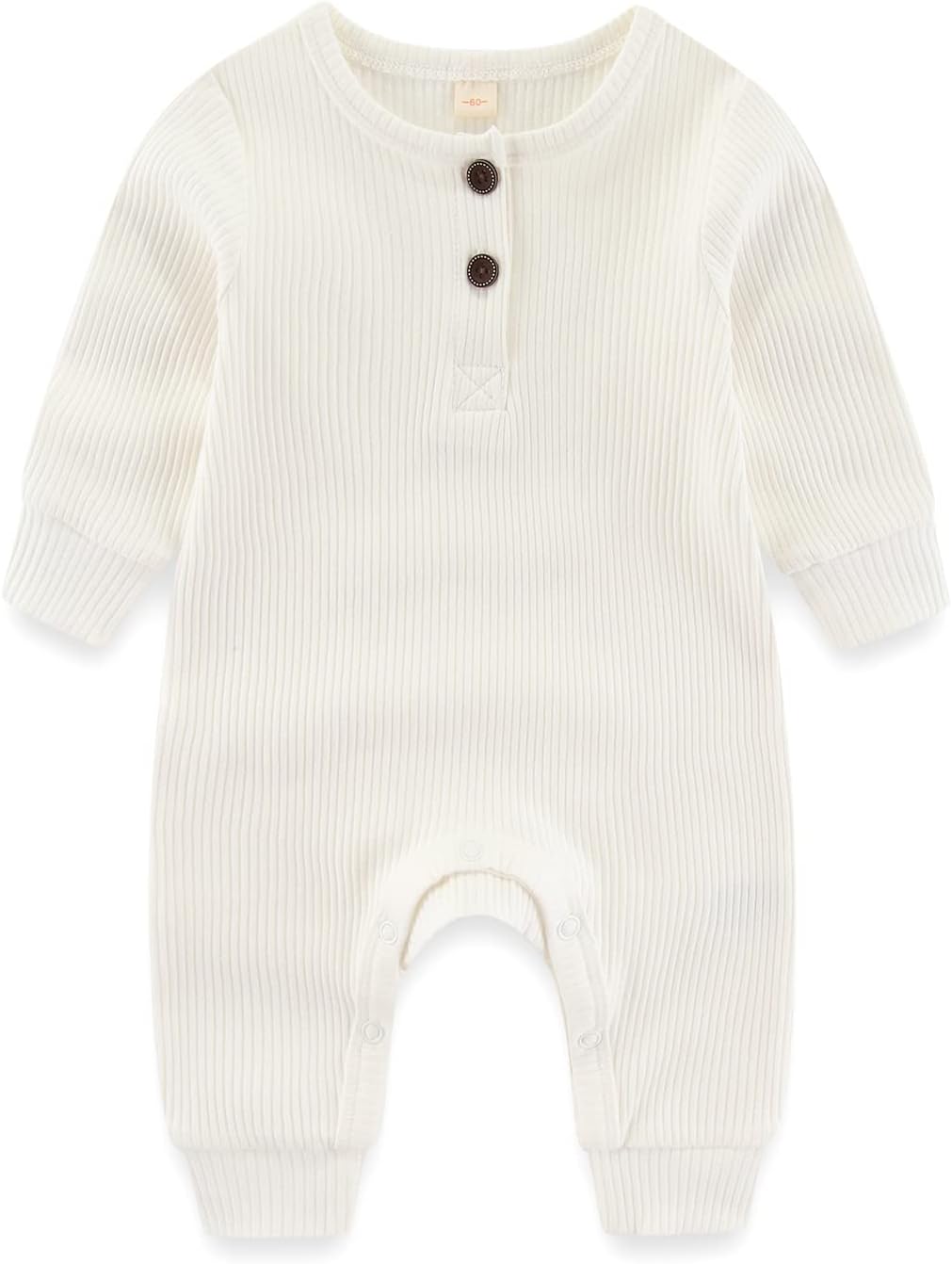 Newborn Baby Boys Girls One Piece Romper With Mitten Cuffs 3 Pack Long Sleeve Ribbed Button Jumpsuit Outfit Clothes