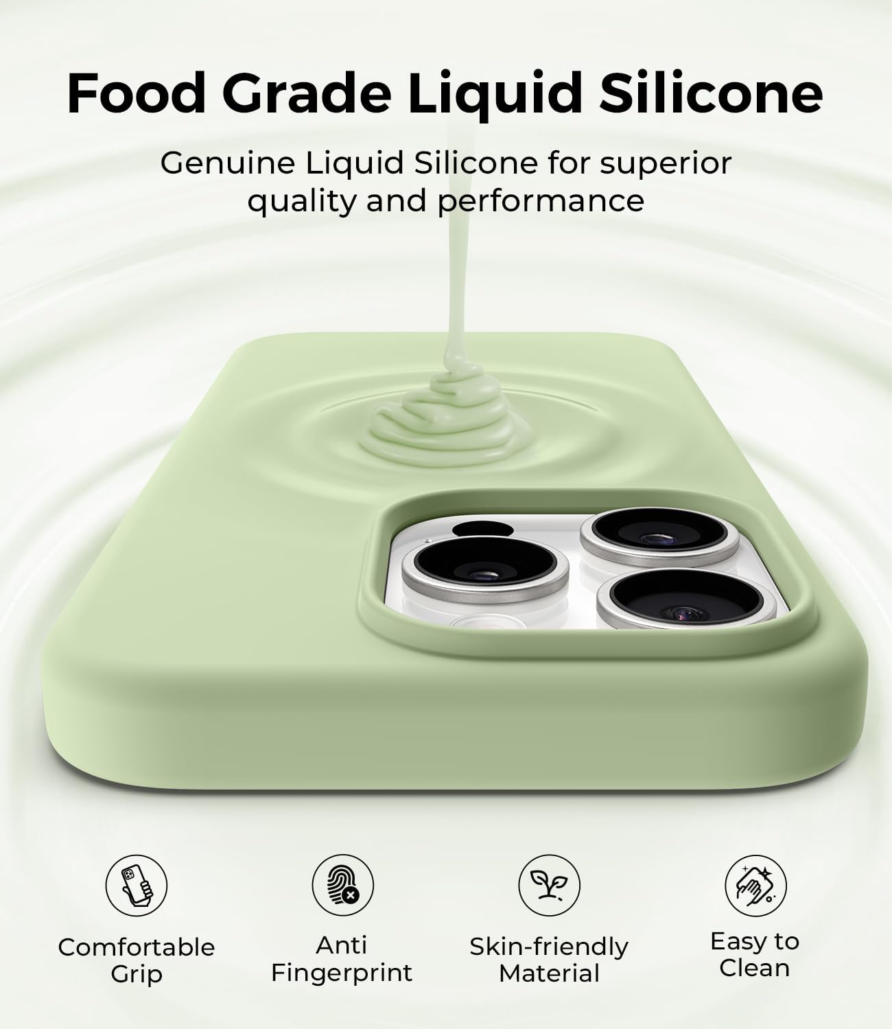 AOTESIER Compatible with iPhone 15 Pro Case, Full Body Food-Grade Silicone Wear-Resistant, Anti-Drop Protection with Soft Anti-Scratch Microfiber Lining Phone Case, Light Green