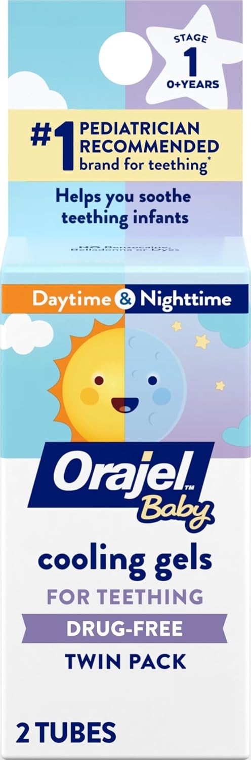 Orajel Baby Daytime & Nighttime Cooling Gels for Teething, 0.18 Oz, 2-Pack