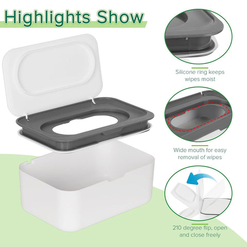 Flenpptly 2 Pack Baby Wipes Dispenser, Wipes Case Baby Wipe Holder, Gray