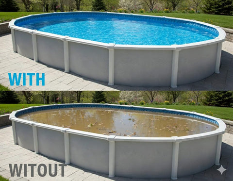 Winter Block Premium Winter Pool Cover for Above Ground Oval Pool, 12' x 18' Ft., Aboveground Pools Winter Cover, Heavy Duty, Includes Winch and Cable, UV Protection, Solid Blue