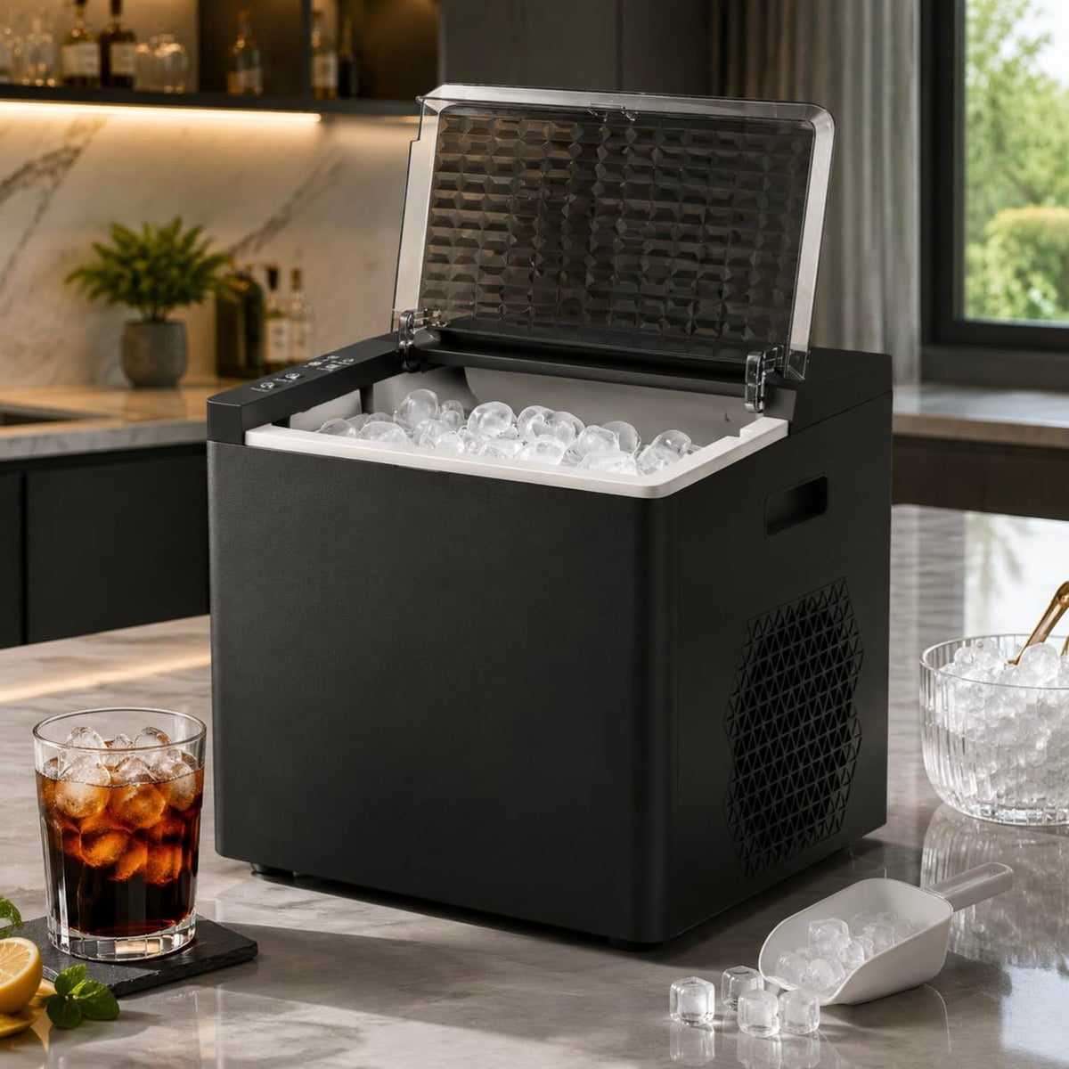 Portable Ice Maker Countertop, Ice Machine with 45dB Kitchen Appliances
