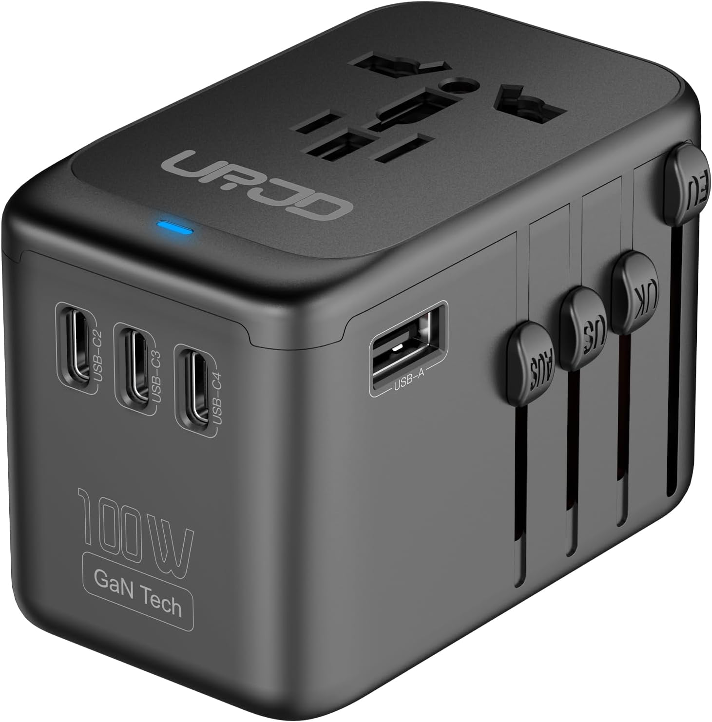 Universal Travel Adapter 100W GaN Fast Charger in One for Europe UK US