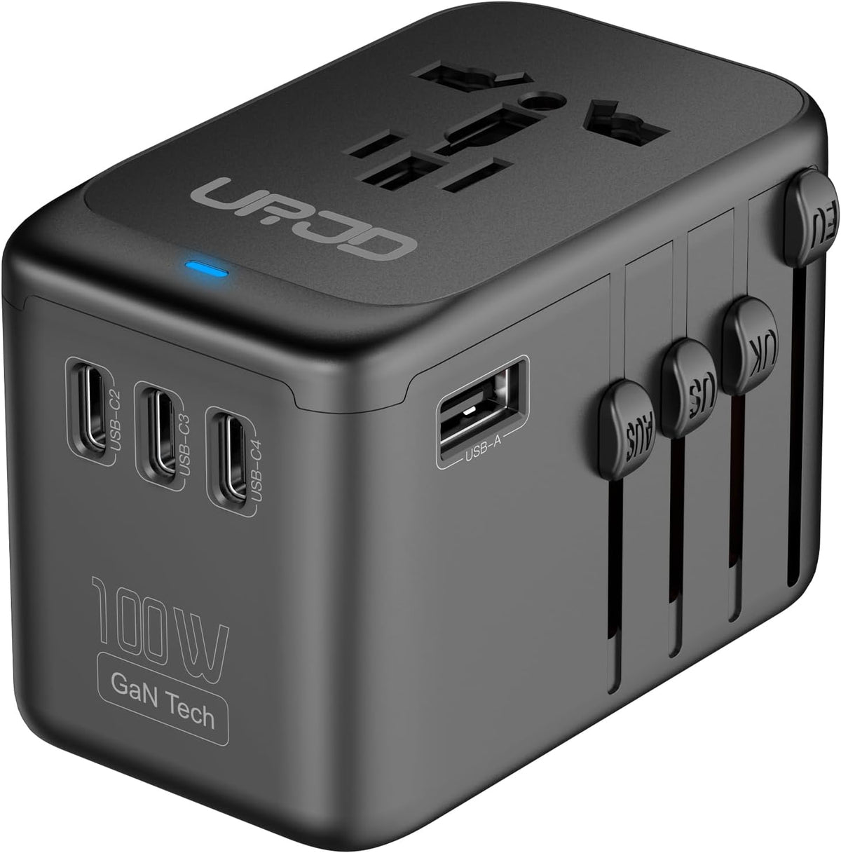 Universal Travel Adapter 100W GaN Fast Charger in One for Europe UK US