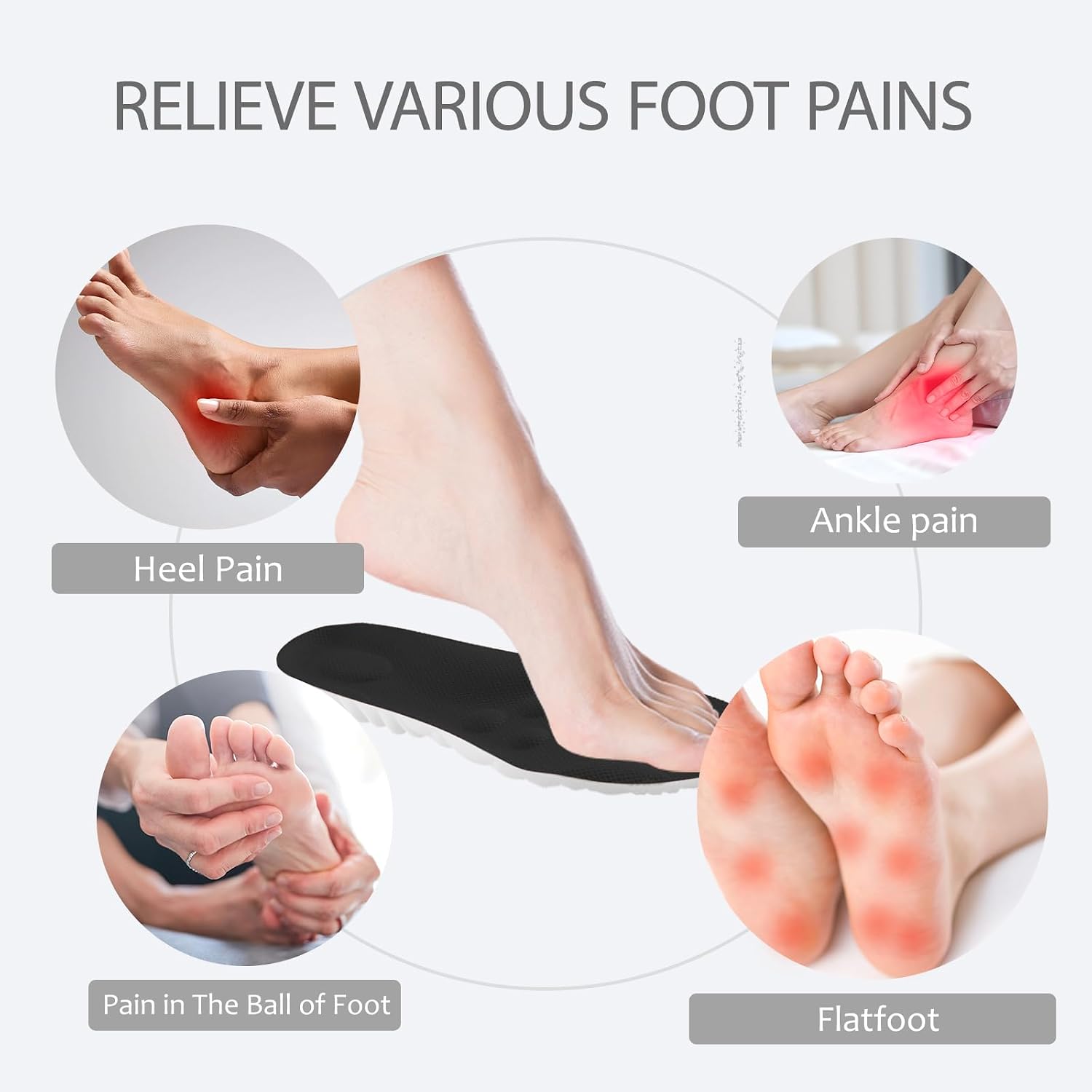 4D Cloud Insoles for Men and Women (Black, Women: US 7-8.5)