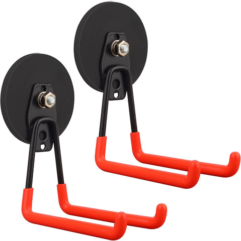 ULIBERMAGNET Magnetic Hooks,Heavy Duty Magnet Hook,Large Manget with Hooks for Hose,Jig Saw,Circular Saw,Workshop Organization,2 Pack Tool Hooks for Hammer Drill,Garden Tool(3.46inch/Orange)