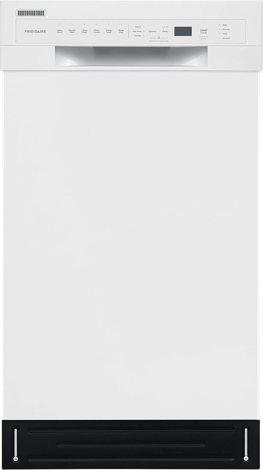 Frigidaire 18 in. ADA Compact Front Control Dishwasher in White with Dual Spray Arms, 52 dBA, includes room-of-choice delivery