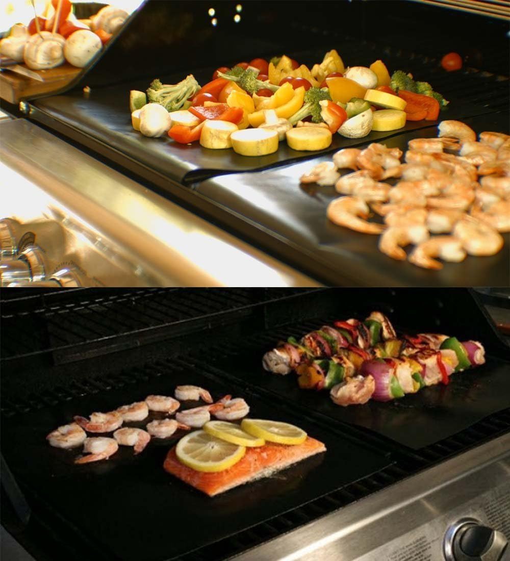 Set of 12 Grill Mats for Outdoor Gas Grill, 15.75 x 13 Inch