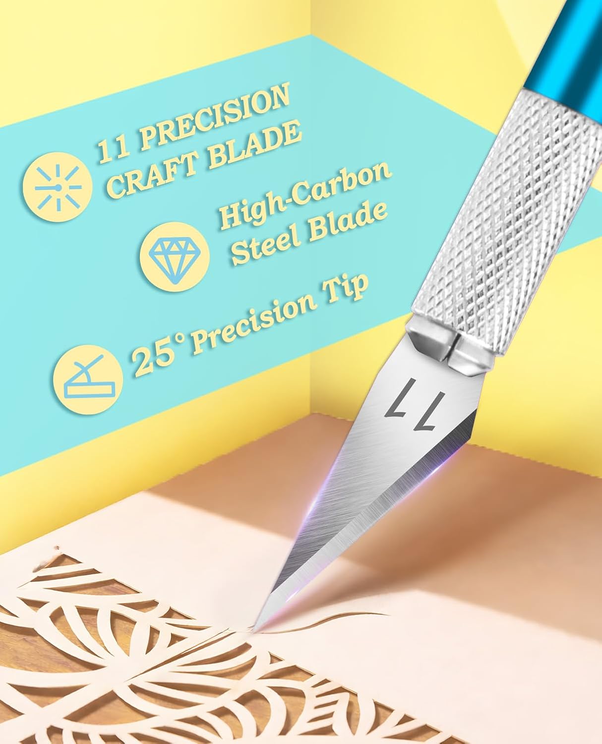 DIYSELF Precision Craft Knife with 10 Extra #11 Blades, 6-Inch Metal Ruler
