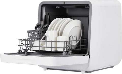Portable Countertop Dishwasher – No Installation Needed, 2 in-1s Self-Priming & Dual Water Inlet Modes, 72℃ Hot Air Drying, Compact for Home, Apartment, RV Use with Large Display