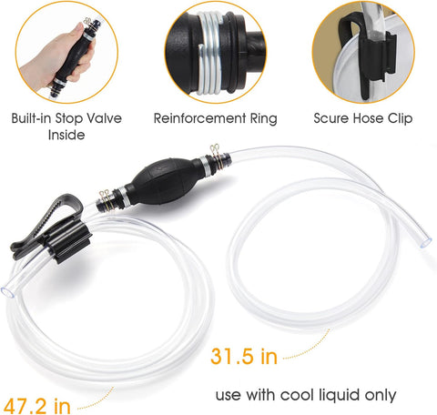 H-veenjor Gasoline Siphon Hose Pump, Hand Water Transfer Pump