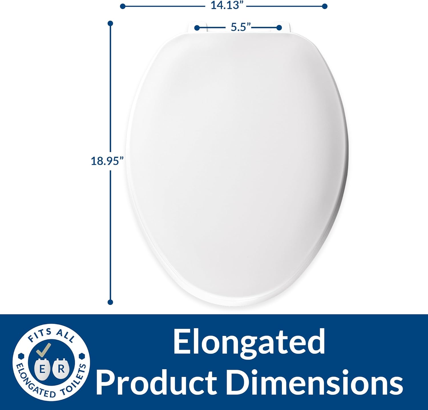 Bemis 170 Durable Plastic Toilet Seat, Elongated, White
